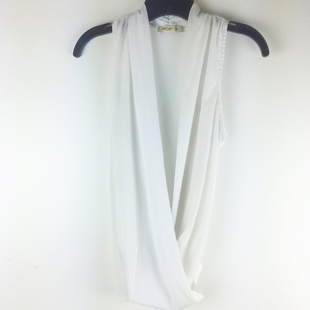 Arden B White Plunging Neckline Tank Top